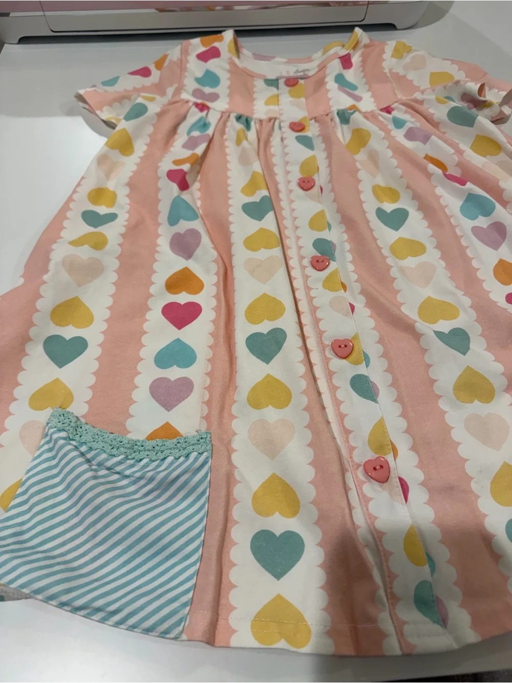 SweetHoney Girls' Pink Heart Print Tunic & Stripe Leggings Set Size 10 EUC